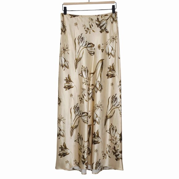 Reformation Overland Top & Layla Skirt Umber Floral Cream Silk 2pc Set Size 0/2 - Picture 7 of 15